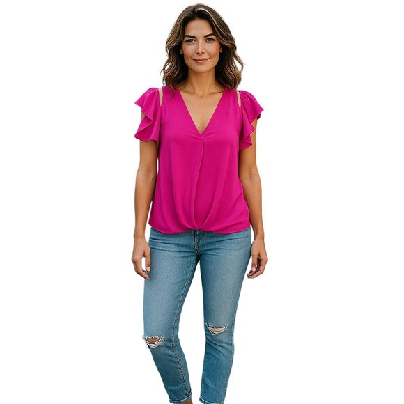 Hot pink Shoulder out Top by INC, NWOT - Picture 3 of 8